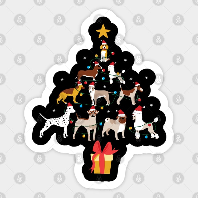 Merry Dogmas Dog Christmas Tree Christmas Tree Made of Dogs Dog Lover Christmas Gift Sticker by BadDesignCo